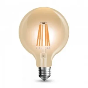 LED sijalica E27 8W 2200K G125 dimobilna filament amber staklo V-TAC